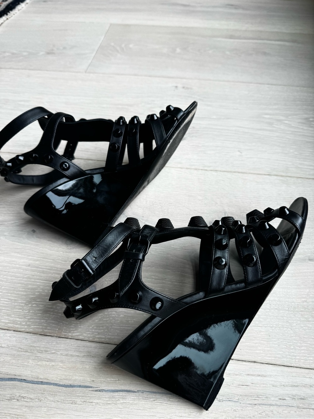 Balenciaga Black Studded Multi-Strap Heels - Picture 8 of 8